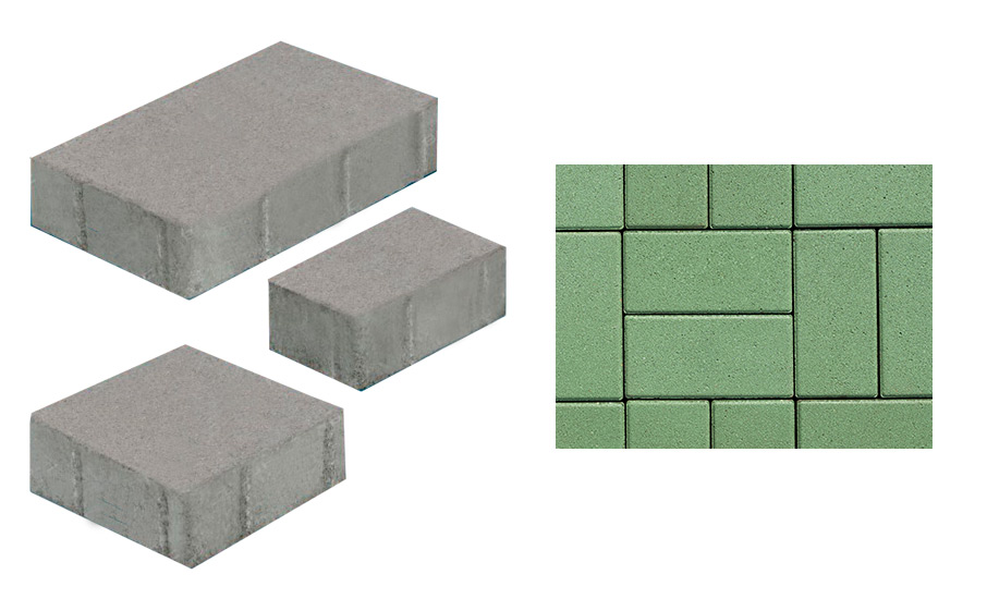 Плитка тротуарная, 260*160/160*160/160*100 мм, Старый город 1Ф.8, зеленый, завод Выбор